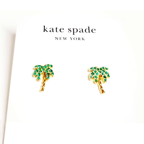 Kate Spade Gold and Green Tropical Earrings - Picture 1 of 4